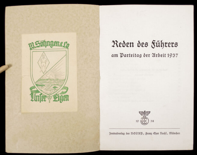 (Brochure) Die Reden Hitlers am Reichsparteitag der Arbeit (1937)