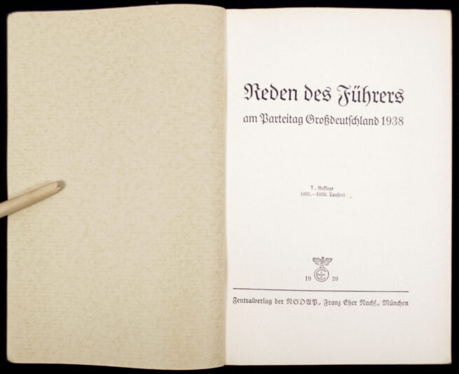 (Brochure) Reden des Führers am Reichsparteitag Grossdeutschland (1938)