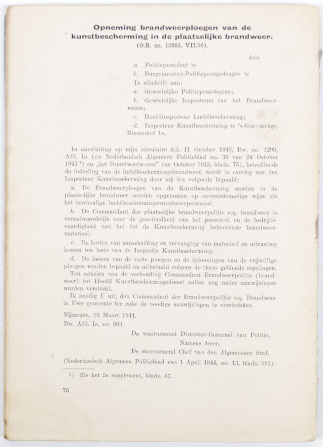 WWII Dutch Police Verzameling voorschriften betreffende de organisatie en de bevoegdheden van de Politie