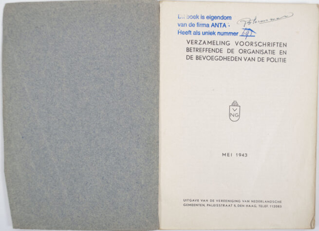 WWII Dutch Police Verzameling voorschriften betreffende de organisatie en de bevoegdheden van de Politie