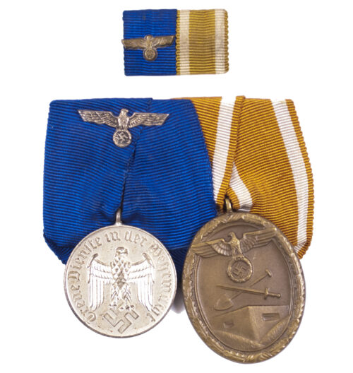 Wehrmacht (heer) Medalbar with Dienstauszeichung 25 Jahre + Westwall medaille