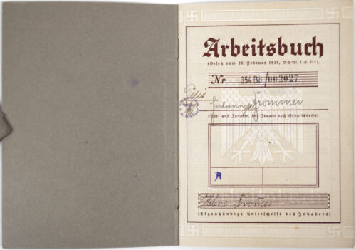 Arbeitsbuch first type, Arbeitsamt Stuttgart