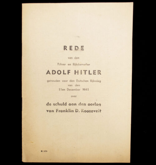 (Brochure) Rede van den Führer en Rijkskanselier Adolf Hitler (1941)