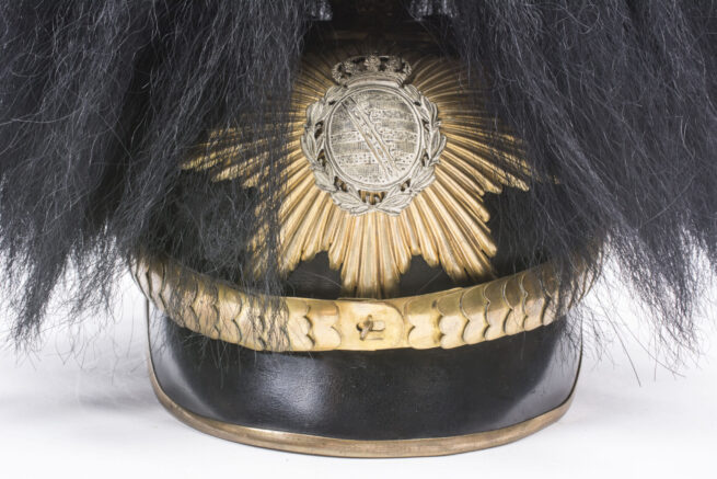 (WWI) Sachsen Officers Pickelhaube with Parade Bush