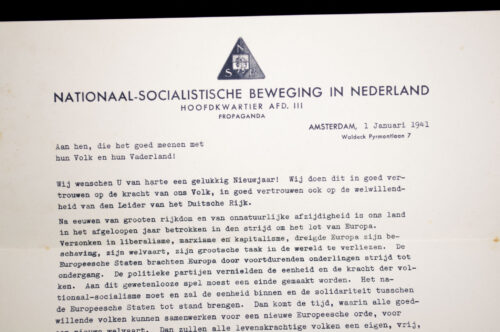 (NSB) Letter by NSB speaker Ernst Voorhoeve (1941)