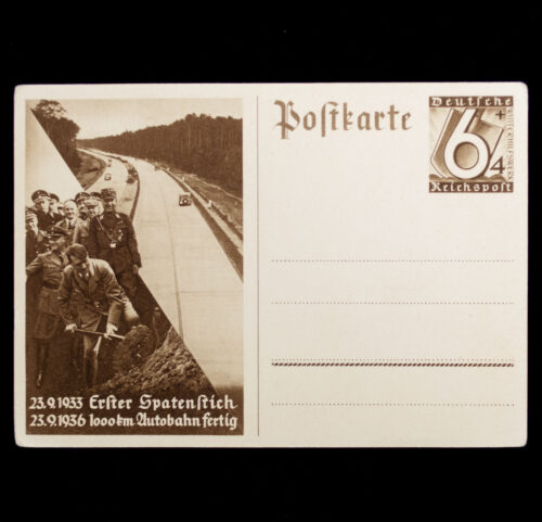 (Postcard) 1933 Erster Spatenstich - 1000 KM Autobahn Fertig (1936)