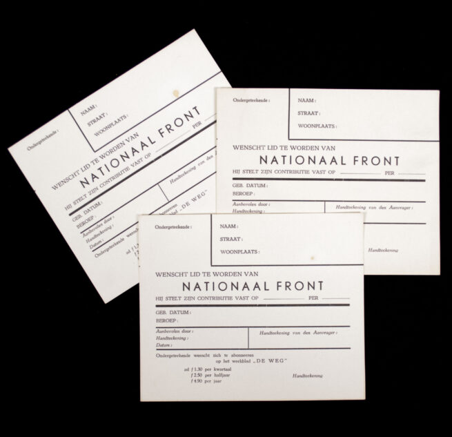 Zwart Front Nationaal Front Aanmeldingskaart (Arnold Meijer) (rare!)