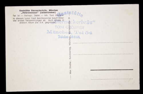 (Postcard) Gaststätte Sterneckerbräu München Veteranensaal