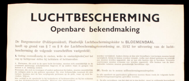 (Poster) Luchtbeschermingsdienst BloemendaalOverveen (54x40 cm) 1944
