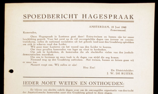 (NSB) Hagespraak document Spoedbericht (1940)