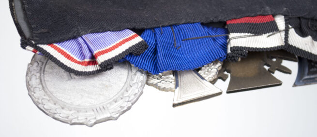 German WWII Medalbar with EK2, Frontkämpfer, Treue Dienst and Lutschutzmedal