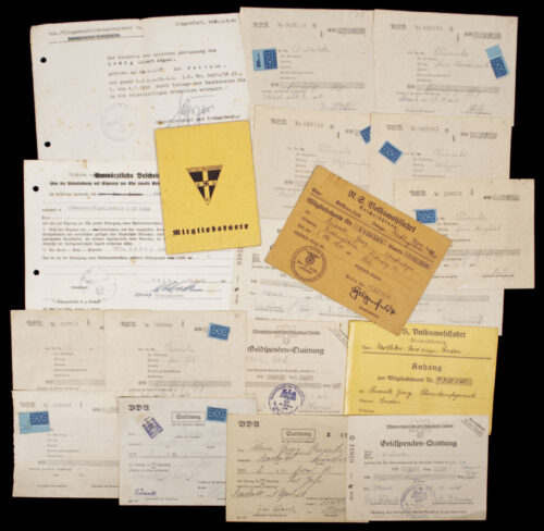 National Sozialistische Frauenschaft and Volkswohlfahrt Mitgliedskarte and papers group