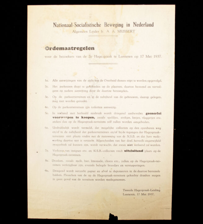 (NSB) Hagespraak document Ordemaatregelen (1937)