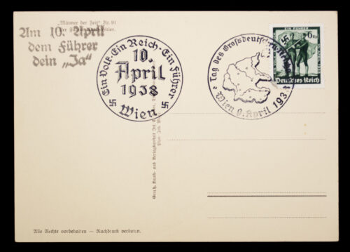 (Postcard) Hitler - 10 April 1938 (first day stamped)