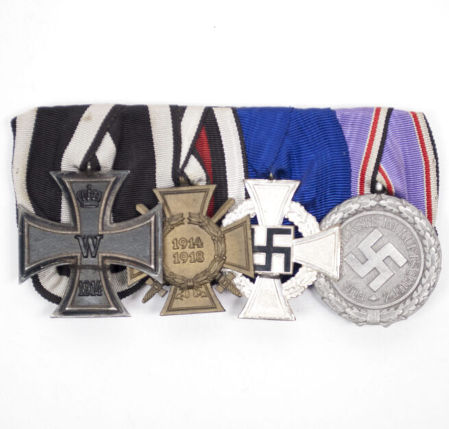 German WWII Medalbar with EK2, Frontkämpfer, Treue Dienst and Lutschutzmedal