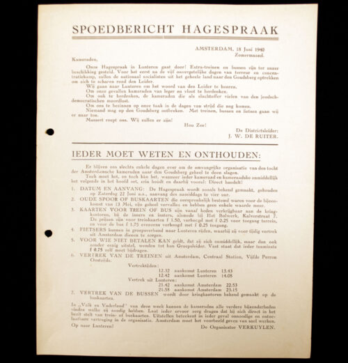(NSB) Hagespraak document Spoedbericht (1940)