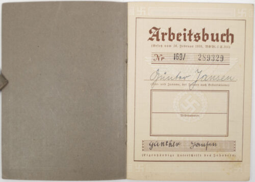 Arbeitsbuch second type from Arbeitsamt Düsseldorf