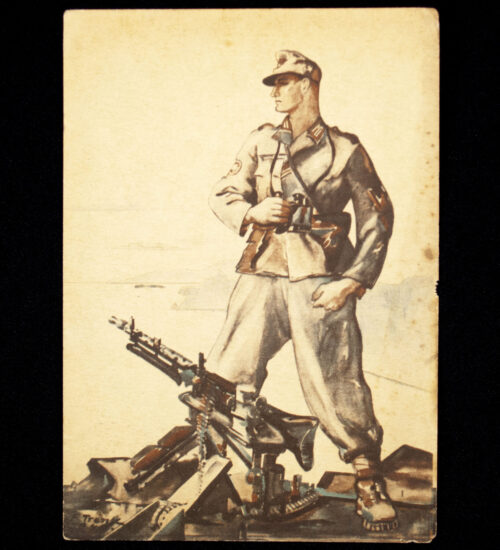 (Postcard) Grenadier with MG34 machinengewehr (with Feldpostnumber!)