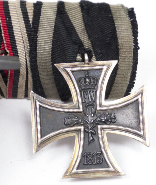 WWI German medalbar with EK2, Kriegshilfskreuz, Kyffhäuserbundmedaille, Centenary medal, Treue Dienste, Frontkämpferkreuz