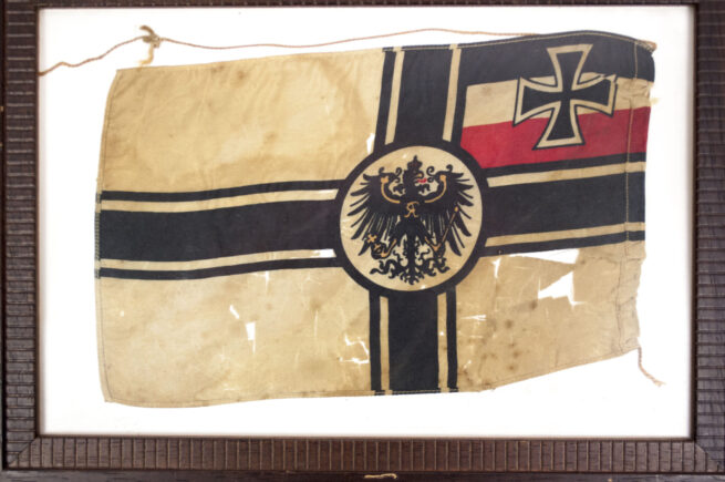 WWI small German table flag (framed)