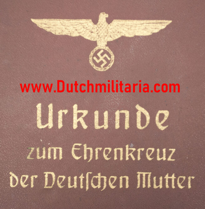 Luxuary Citationmap Urkunde zum Ehrenkreuz der Deutschen Mutter (EXTREMELY RARE!)