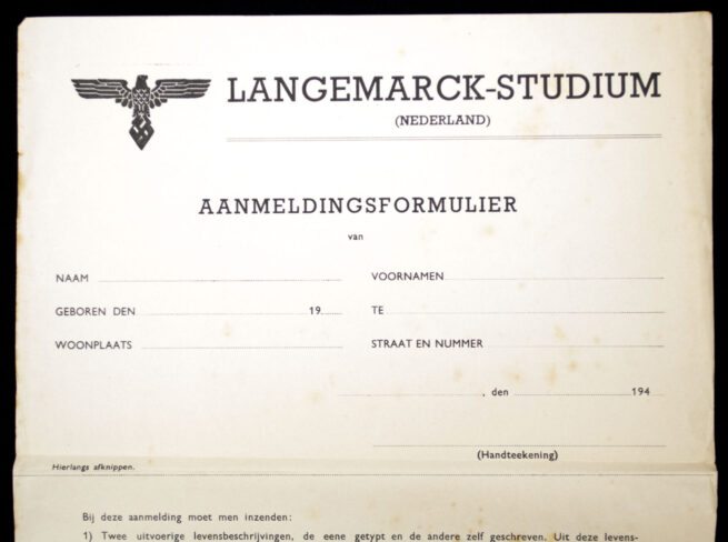 (NSB SS) Het Langemarck Studium in Nederland + Application form (1941)