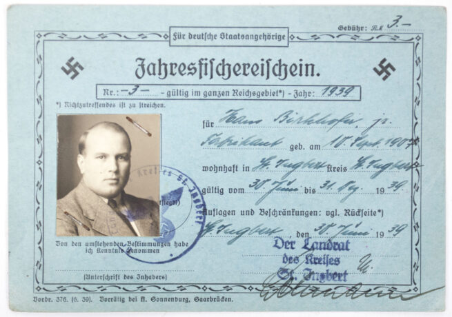 2x Jahresfischerschein from the same owner (1939 + 1942)