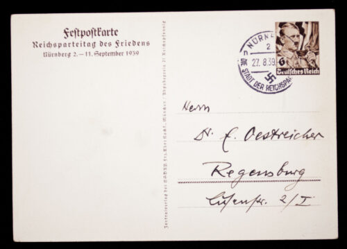 (Postcard) Reichsparteitag 1939 (Postally sent)