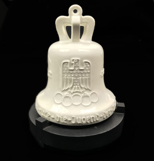 KPM Berlin Porcelain Olympic Games 1936 bell + wooden base