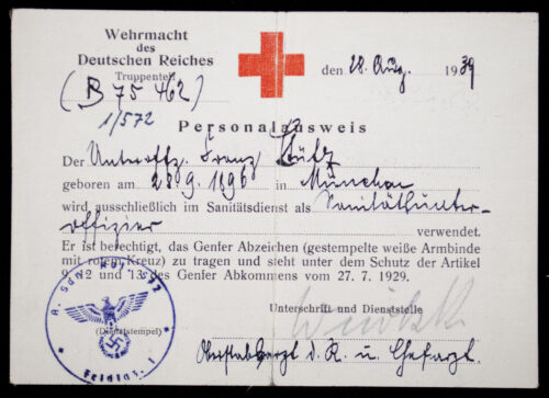 WWI + WWII Deutsches Rotes Kreuz (DRK) group with EK2 citation and Personalausweis