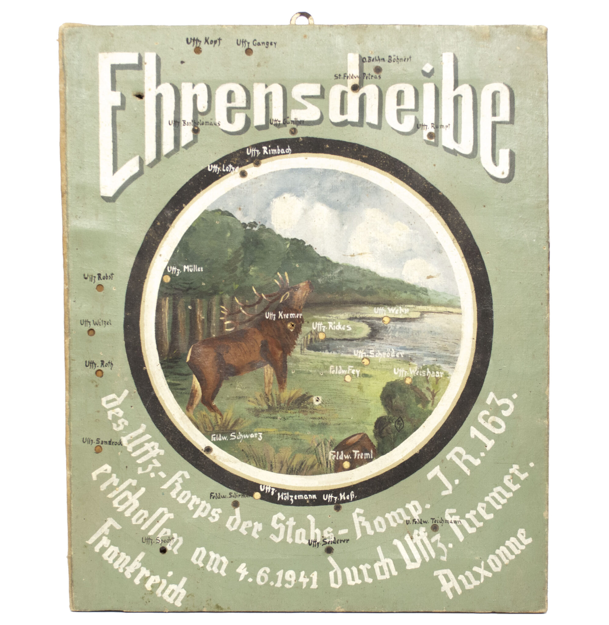 WWII German Shooting Ehrenscheibe I.R.163 Frankreich Auxonne (1941)