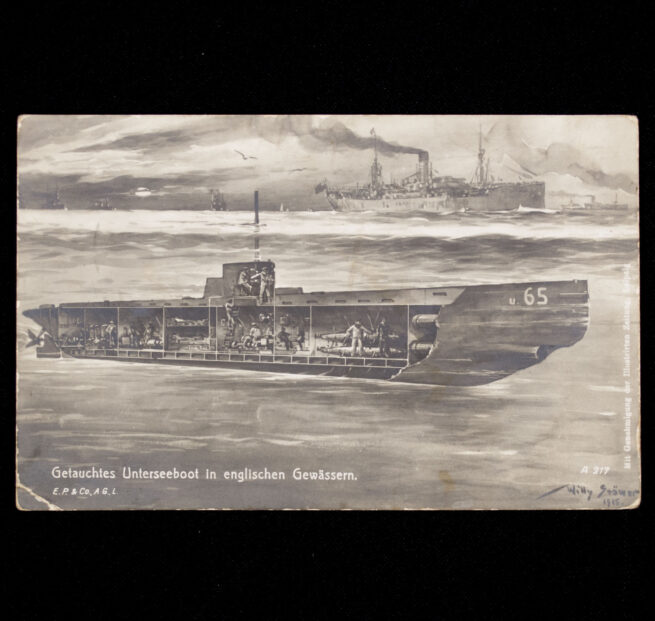 (Postcard) Getauchtes Unterseeboot in Englischen Gewässern