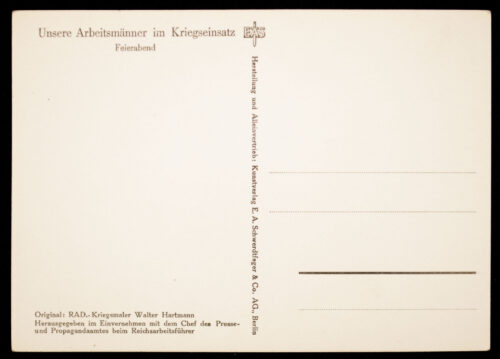 (Postcard) Reichsarbeitsdienst (RAD) Feierabend