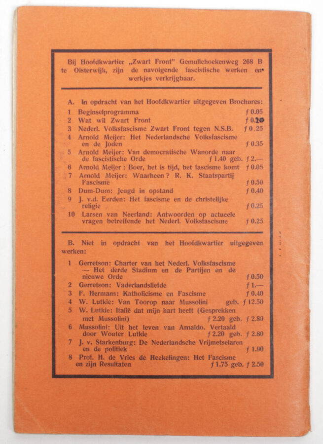 (brochure) Wat wil Zwart Front (1935)