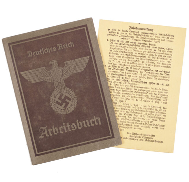 Arbeitsbuch second type from Arbeitsamt Wien + Zusatzanmerkung