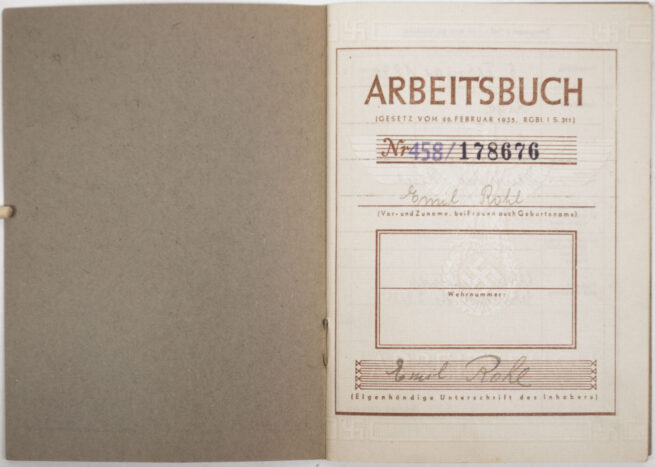 Arbeitsbuch THIRD TYPE (!) from Arbeitsamts Litzmannstadt