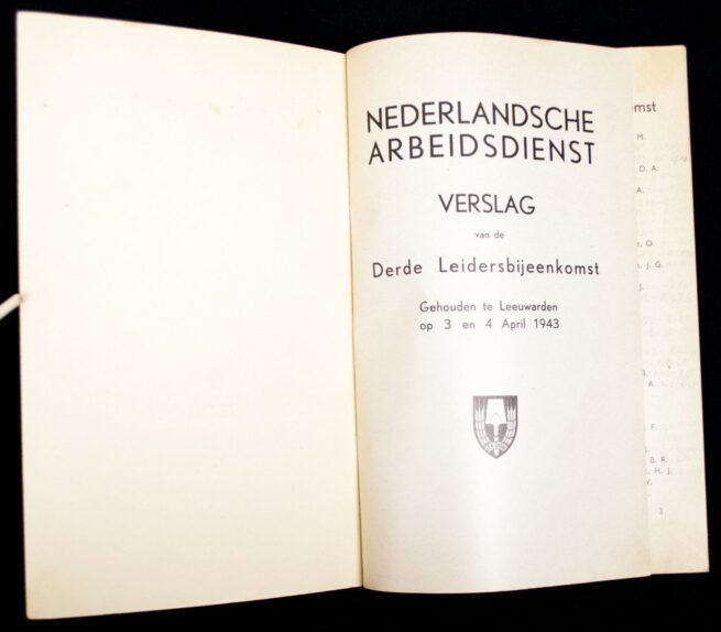 (NSB NAD) Nederlandsche Arbeidsdienst Verslag van de derde leidersbijeenkomst gehouden te Leeuwarden (1943)