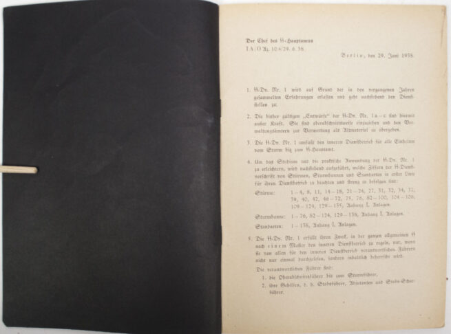Allgemeinen SS - Vorschrift für den gesamten innern Dienst der Allgemeinen SS auf Dienststellen und Schreibstuben (1938)