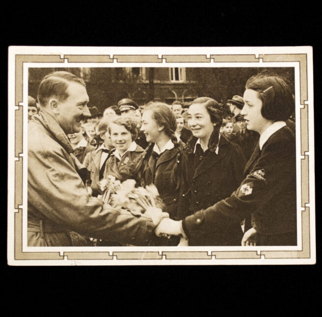 (Postcard) Adolf Hitler with BDM girls