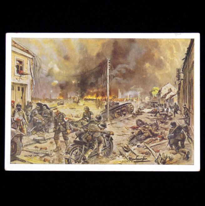 (Postcard) Infanterie-Regiment 467 beim Angriff auf Haubourdin am 30.05.1940