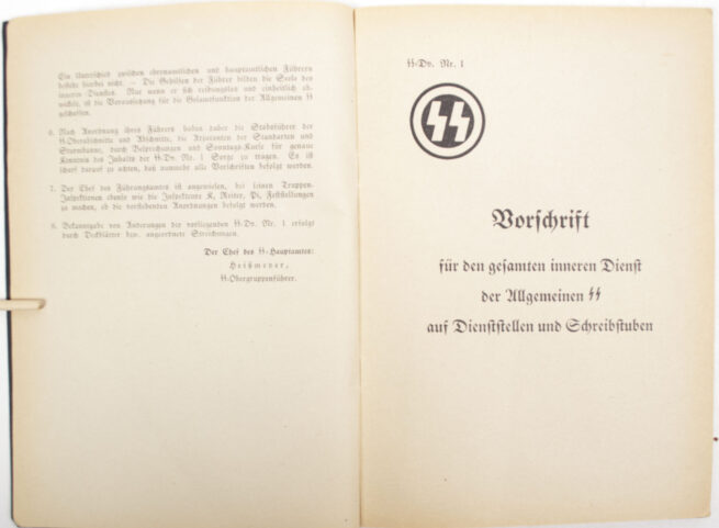 Allgemeinen SS - Vorschrift für den gesamten innern Dienst der Allgemeinen SS auf Dienststellen und Schreibstuben (1938)