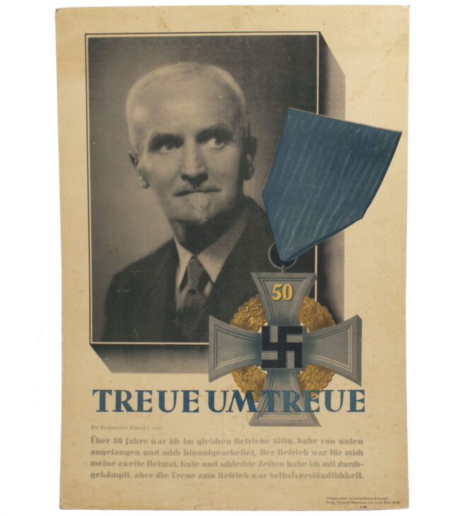 Large cardboard 50 Jahre Treue Dienste medal postersign