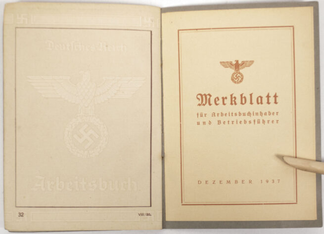Arbeitsbuch second type from Arbeitsamt Neunkirchen (1941)