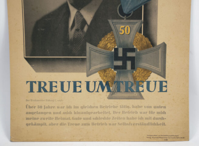 Large cardboard 50 Jahre Treue Dienste medal postersign