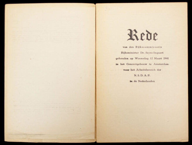 (Brochure) Rede van den Rijkscommissaris Rijksminister Dr. Seyss-Inquart (1941)