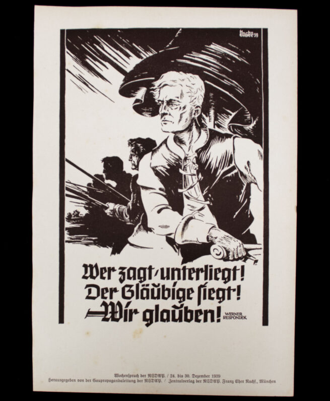 WWII German NSDAP Wochenspruch Wit Glauben (1939)