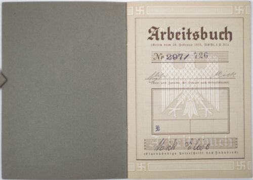 Arbeitsbuch first type from Arbeitsamt Kaiserslautern (1935)