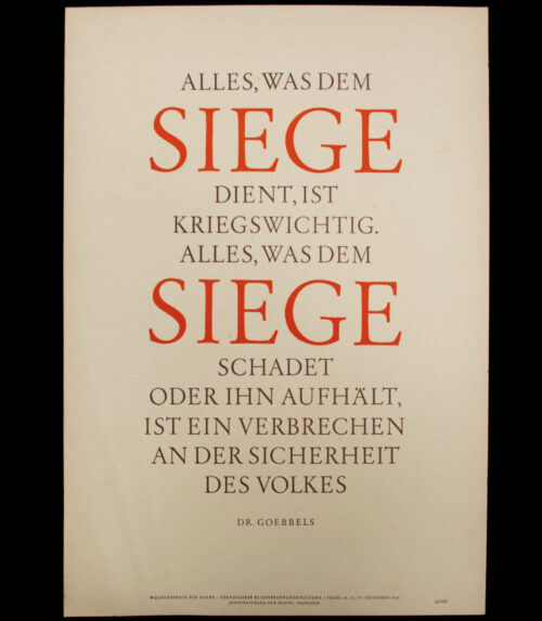 WWII German NSDAP Wochenspruch (Goebbels) (1942)