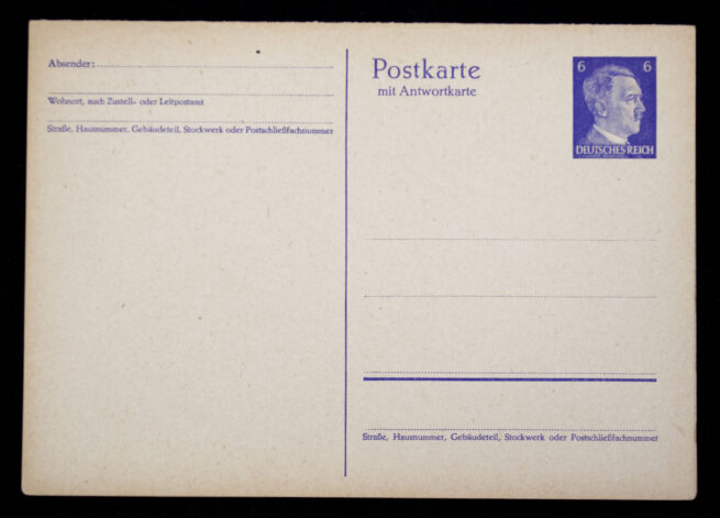 (Postcard) Adolf Hitler stamped Postkarte mit Antwordkarte (6x)