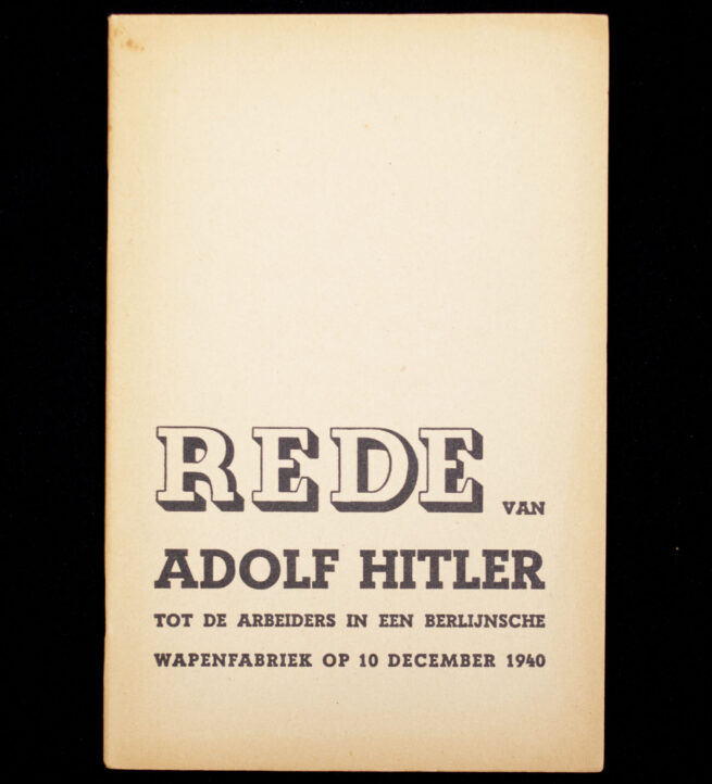 (Brochure) Rede van Adolf Hitler tot de arbeiders in een Berlijnsche wapenfabriek op 10 december 1940